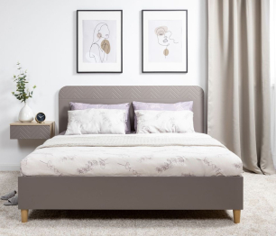 Кровать Амьен 11.44 с П.М. белый шагрень Велюто Капучино