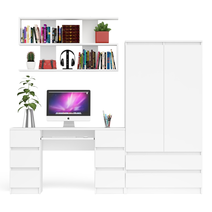 Домашние кабинеты, Шкаф-комод Мори МШ900.1 с письменным 2-х тумбовым столом МС-2 и полкой книжной