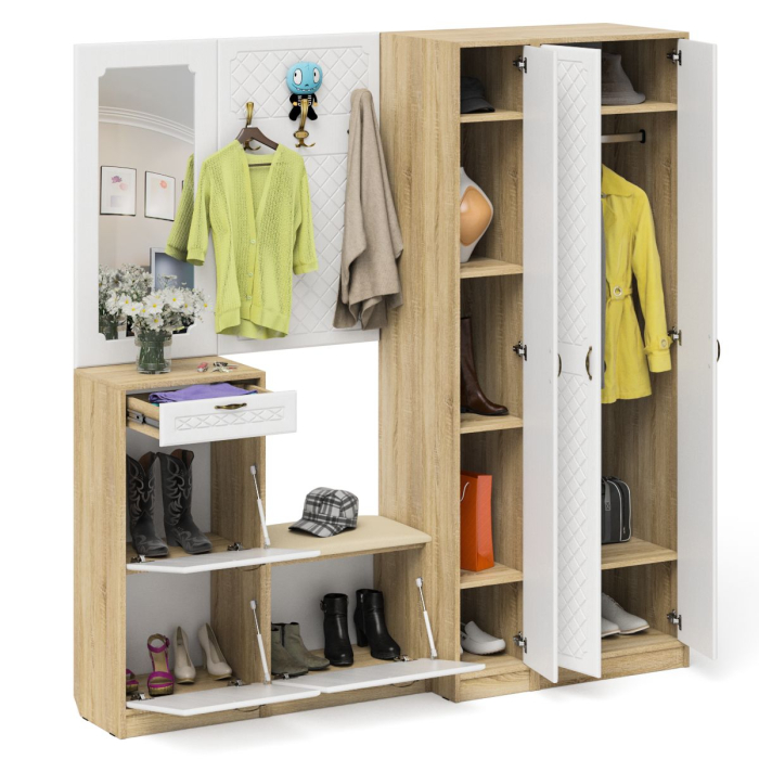 Прихожие, Набор модульной мебели для прихожей П-6-500 № 51 фрезеровка ромб