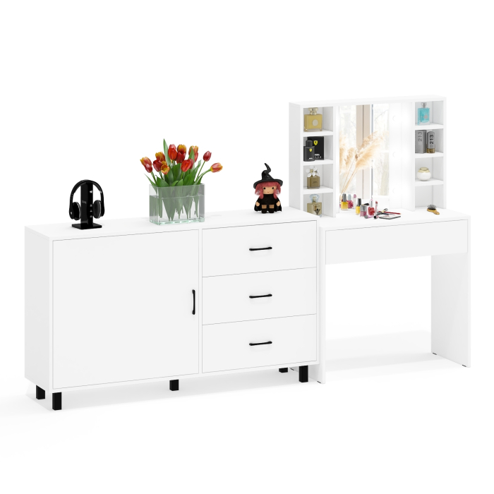 Туалетные столики, Столик туалетный с полочками и с подсветкой и комод 122-1504