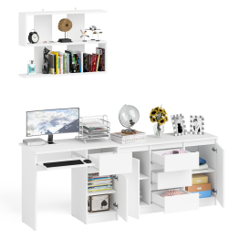 Компьютерный стол МС-1 тумба справа с комодом-тумбой и верхней открытой полкой