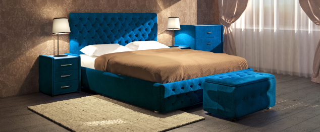 Кровать с мягким изголовьем Купол Тысячелетия 180*200 база, (велюр )