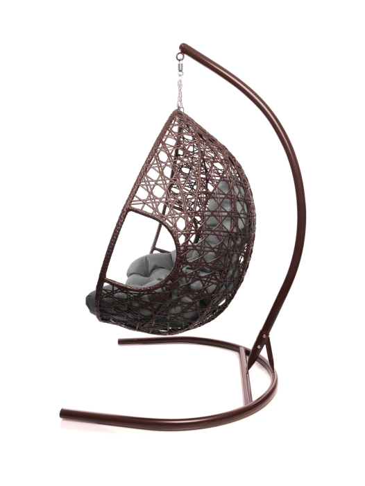 Кресла, Подвесное кресло ДЛЯ ДВОИХ ЛЮКС с ротангом коричневое