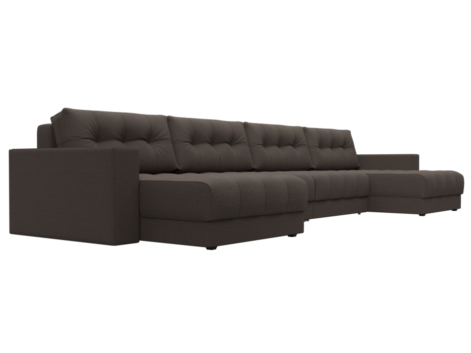 Дизайнерские диваны для гостиной, Диван П-образный с декором Лига-049 НПБ Лонг, рогожка Амур