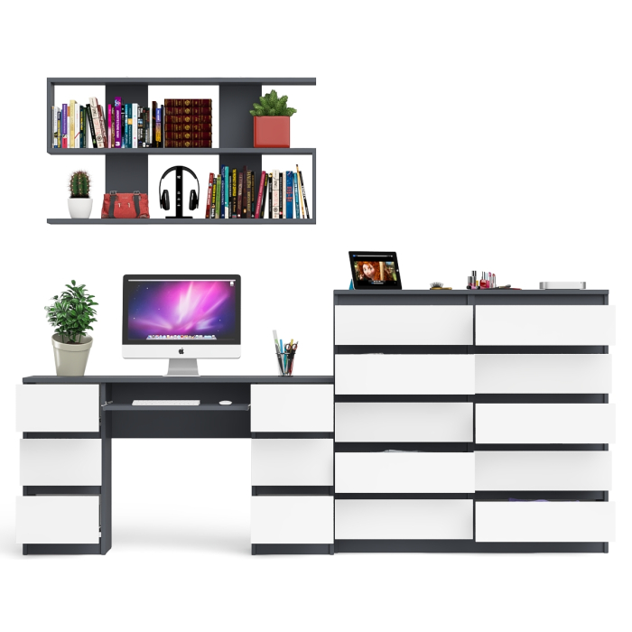 Домашние кабинеты, Комод Мори МК1200.10 со столом компьютерно-письменным и полкой сверху