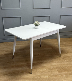Стол Kenner 900 K раздвижной, стекло белое сатин