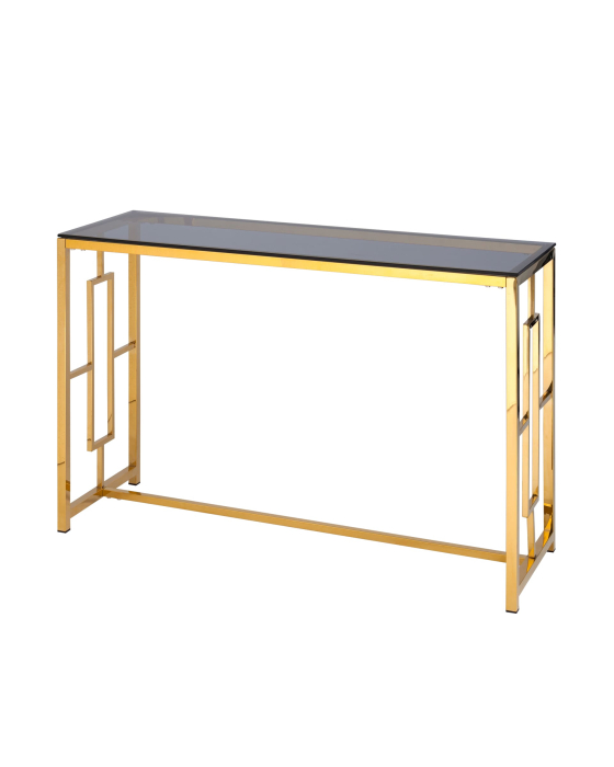 Открытые, Консоль БРУКЛИН 120х40 (Стекло smoke/Сталь золото)