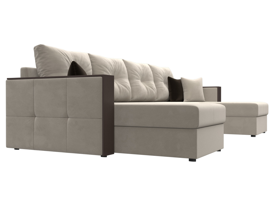 Диваны с ящиком для белья, П-образный диван Валенсия, микровельвет