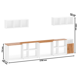 Мебель для домашнего офиса Лидер-8 из столов-трансформеров с навесными полками и тумбы с нишей