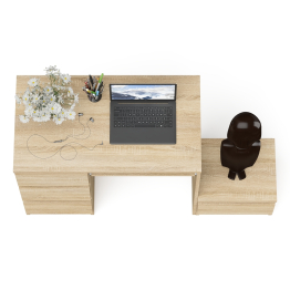 Компьютерный стол три ящика Мори МС-6 левый с тумбой 400