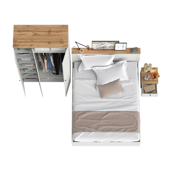 Спальные гарнитуры, Гарнитур спальный из шкафа с зеркалом с кроватью Остин 11.53 с ортопедом и прикроватной тумбочки