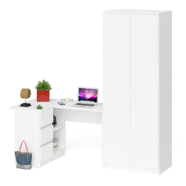 Шкаф двухдверный Мори МШ800 и угловой компьютерный стол МС-16 3 ящика слева