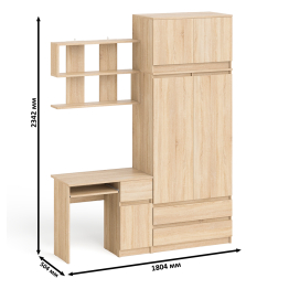 Шкаф с антресолью Мори МА900.1 с компьютерным столом МС-1 правым и книжной полкой