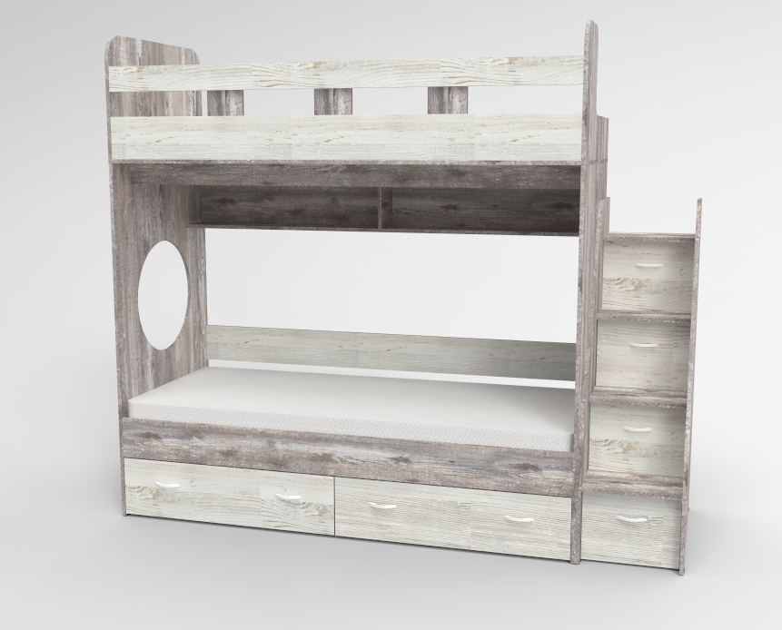 Для подростка, Трехъярусная кровать Юниор,  Бетон