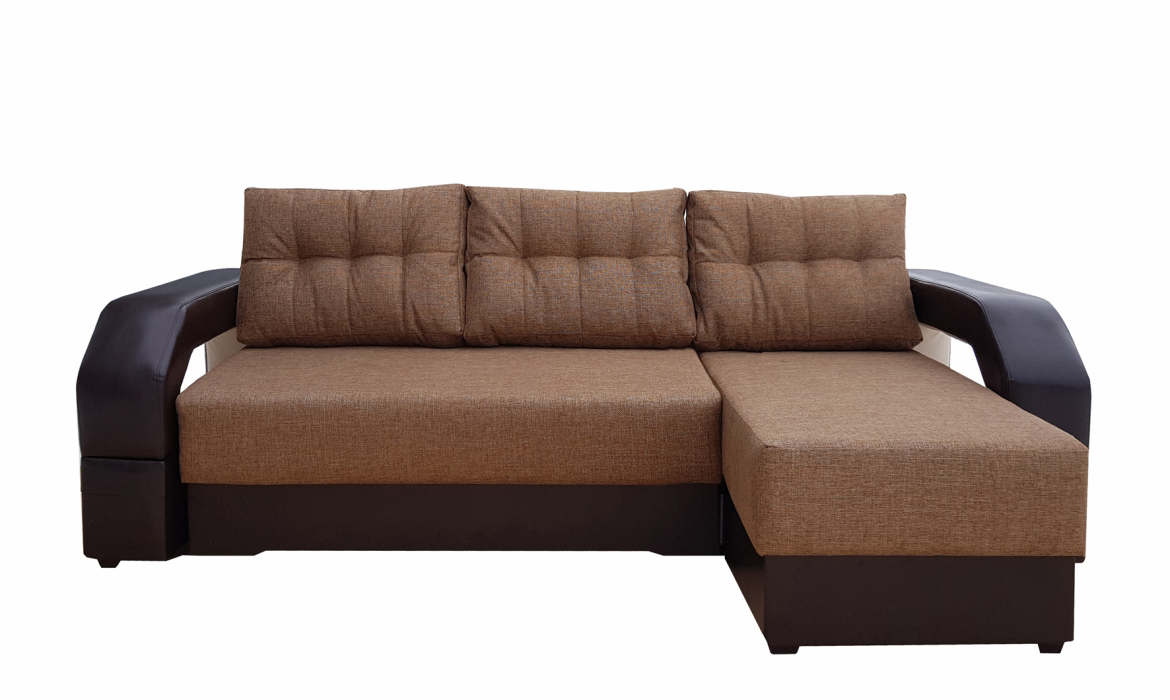 Диваны угловые, Диван угловой Манчестер 160 с подсветкой, правый, рогожка/экокожа