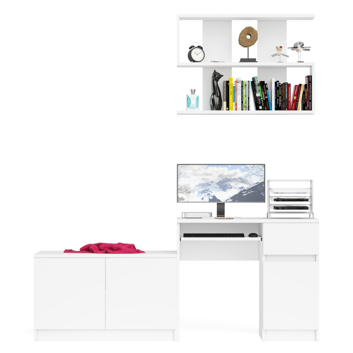 Прямые компьютерные столы, Стол компьютерный однотумбовый Мори МС-1 правый с верхней полкой 900 и тумбой