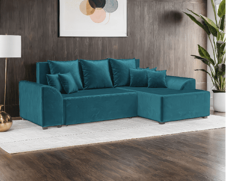 Диваны угловые в гостиную, Диван Каскад Правый угол (Бархат)