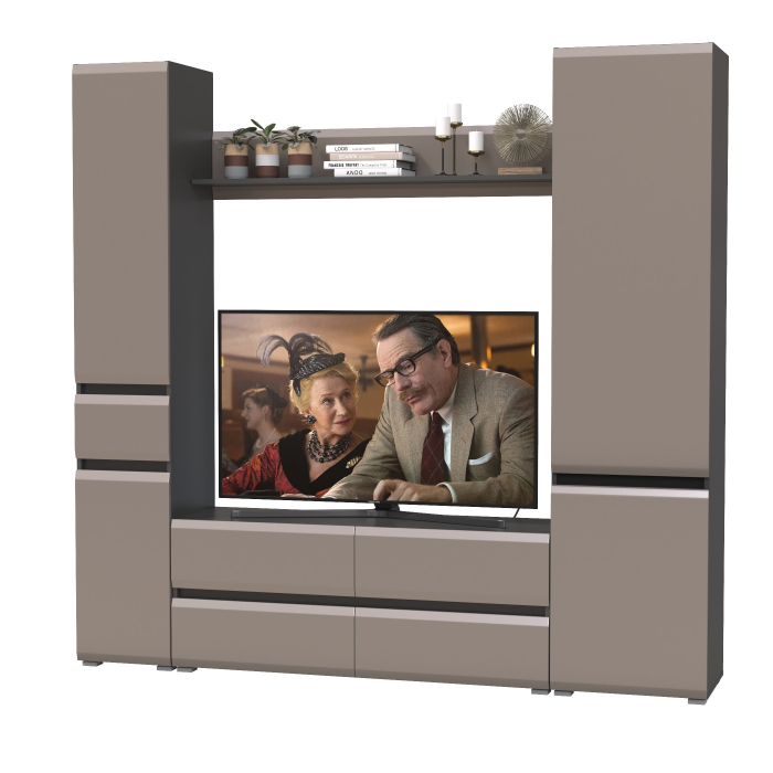 Стенки для гостиной, Тумба для ТВ Сидней в комплекте с полочкой шкафом с ящиком и шкафом с дверкой
