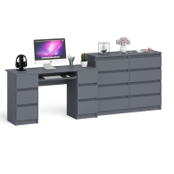 Компьютерные столы, Стол компьютерный МС-2 ящики слева и справа и комод МК1200 8 ящиков Мори