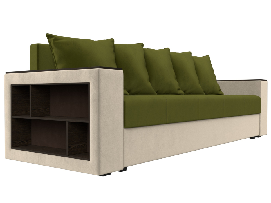 Диваны кровати со спальным местом, Диван прямой Дубай Лайт полки слева, микровельвет