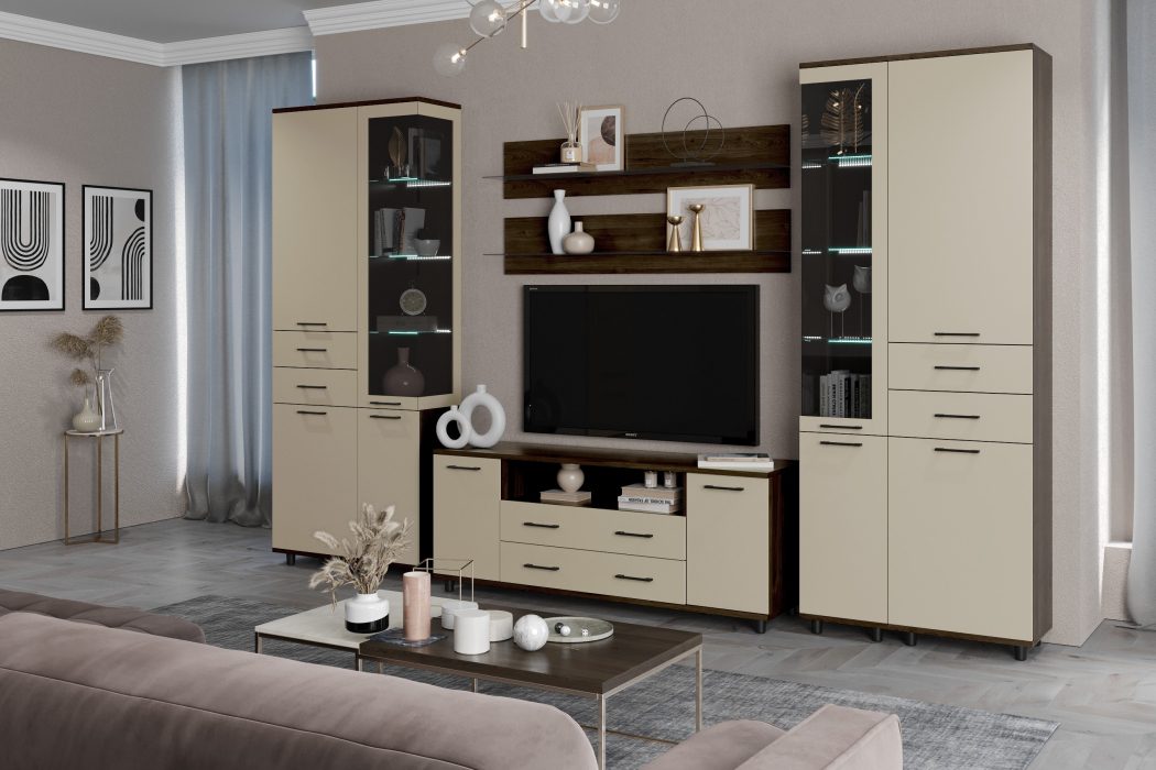 Стенки для гостиной, Модульная гостиная Грейс композиция 12  Гикори Джексон Темный