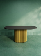 Обеденные столы, Стол овальный обеденный с металлическим золотым подстольем 180*90*75