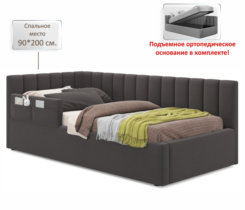 Детские кровати, Мягкая кровать Milena с бортиком 900 с подъемным механизмом