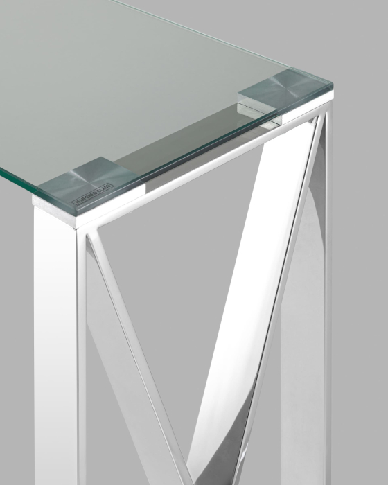 Открытые, Консоль КРОСС 115х30 (Прозрачное стекло/Сталь серебро)