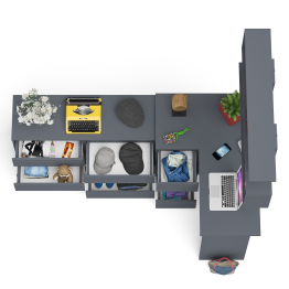 Стол компьютерный угловой МС-16 левый Мори с полкой для книг и широким комодом