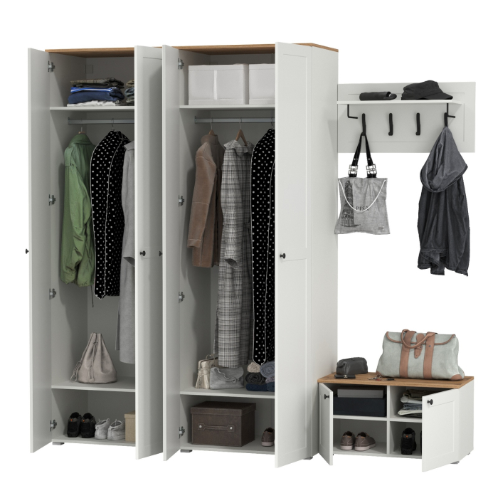 Прихожие, Два шкафа в прихожую и тумба с настенной вешалкой для одежды Остин