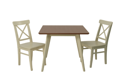 Стол Сканди М 100 слоновая кость/натур со стульями Ингольф слоновая кость