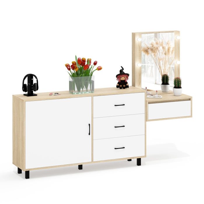 Туалетные столики, Стол косметический навесной с подсветкой и комод 122-1504