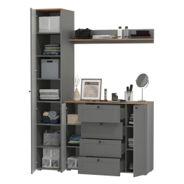 Шкаф-пенал с полками и вешалкой для верхней одежды с комодом и полкой Остин