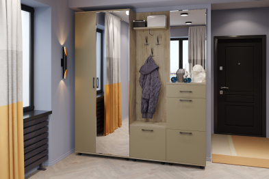 Модульная прихожая Грейс композиция 8  Гикори Джексон Светлый