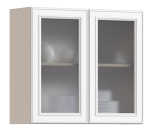 Регина РП-80 Полка с двумя фасадами-витринами Песочный/МДФ Классика белый