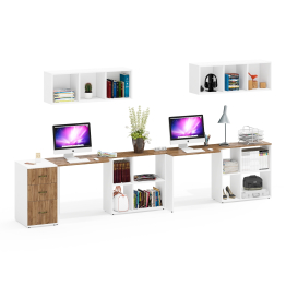 Два компьютерных раскладных стола Лидер-8 с открытыми полками и тумбы с ящиками