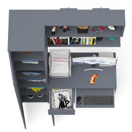 Пенал с дверкой Мори МШ400-1 с компьютерным столом МС-1 левый и открытой полкой на 900
