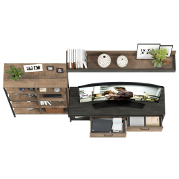 Тумба для ТВ и аппаратуры со стеллажом 13.151.02 и навесной полкой Трувор