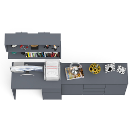 Компьютерный стол МС-1 тумба справа с комодом-тумбой и верхней открытой полкой