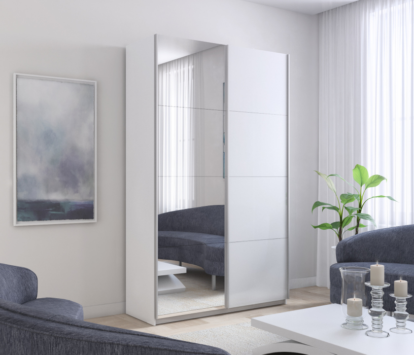 Шкафы-купе 2-х дверные, Шкаф Прайм дуо ДСП+зеркало 2300 х 1200 х 570