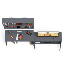 Широкая тумба Мори 1200 с письменным столом 1200.1 и полкой 