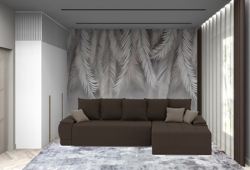 Диваны угловые в гостиную, Диван-кровать угловой Нордвикс ПБ, велюр