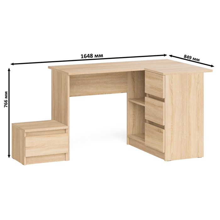 Угловые, Угловой компьютерный стол Мори МС-16 правый с тумбой ТМП400