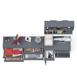 Компьютерный стол МС-1 левый с широким комодом МК1380-6 и полкой Мори 900