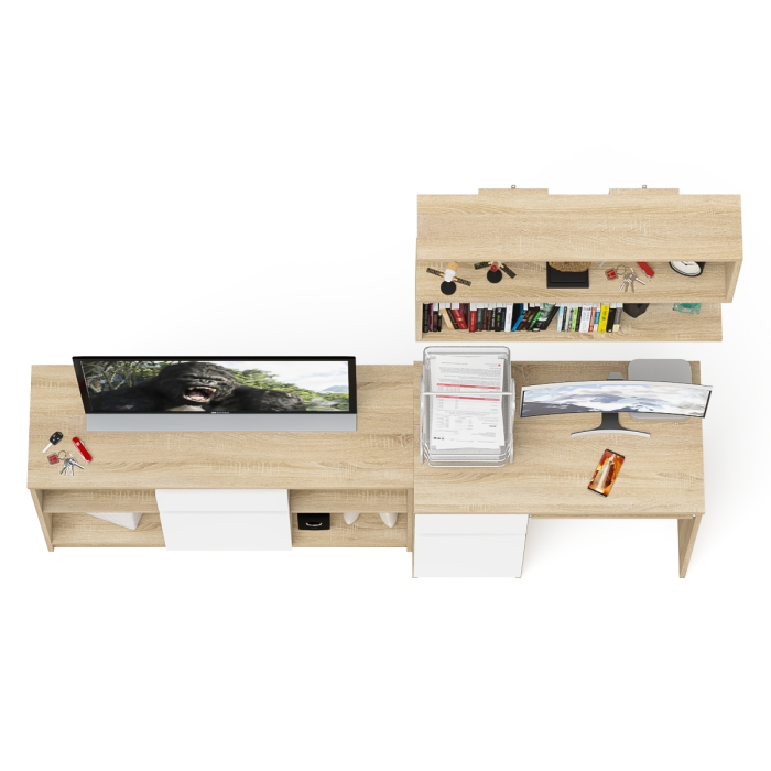 Прямые компьютерные столы, Тумба для техники МТВ1204.1 с компьютерным столом Мори МС-1 левым и полкой навесной