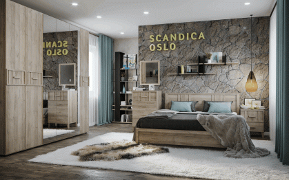 Спальня Scandica Oslo (модуль 308) Кровать 140*200 с орт.осн.