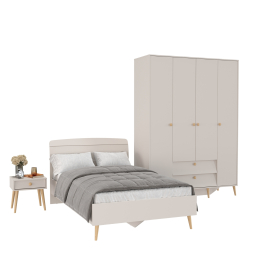 Прикроватная тумбочка Афина с кроватью 1200 и шкаф-комод 4-х дверный