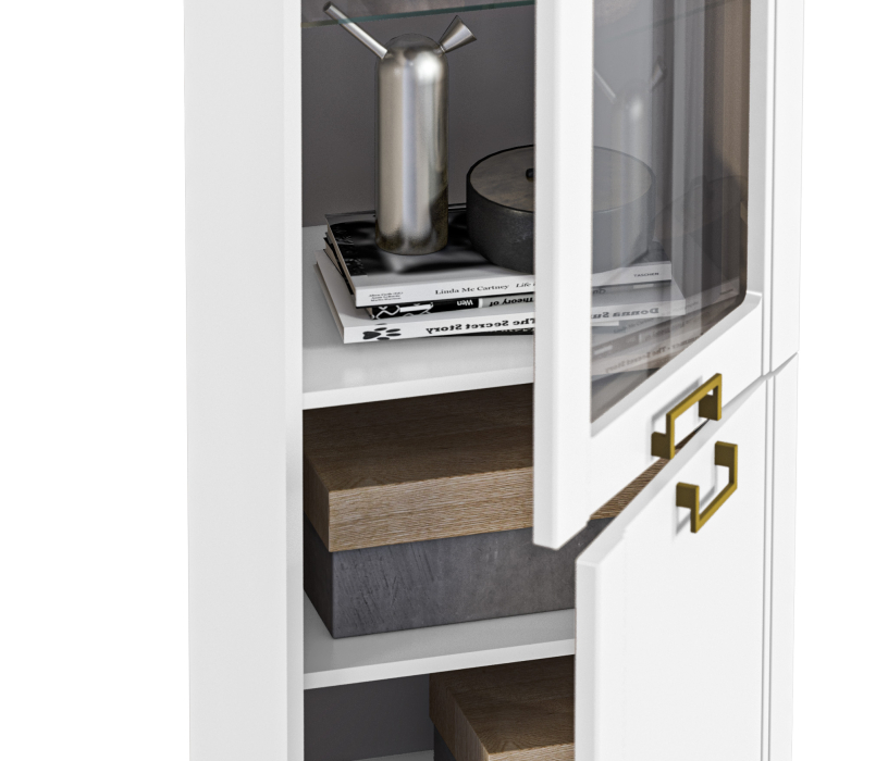 Витрины, Шкаф-витрина Ассоль СБ-3429 Белый/МДФ Белый