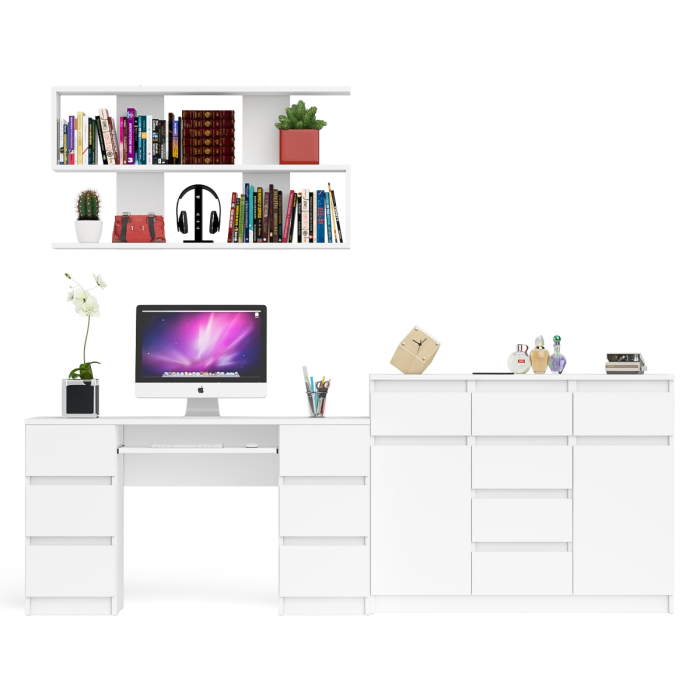 Домашние кабинеты, Комод-тумба Мори МК1200.4 с открытой верхней полкой и стол компьютерный МС-2