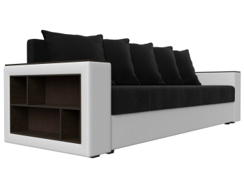 Диван прямой Дубай Лайт полки слева, микровельвет/экокожа